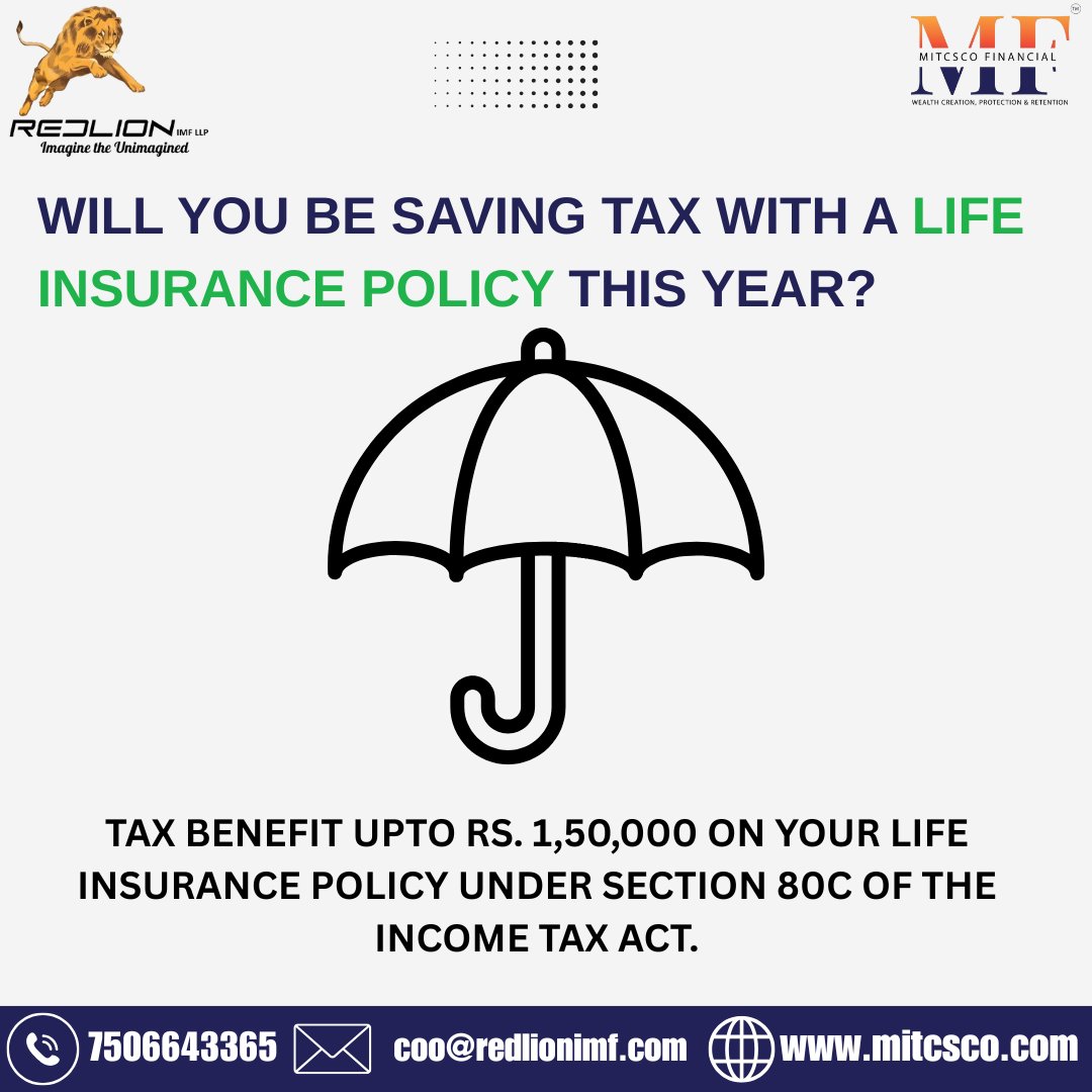 mitcsco's tweet photo. Save tax and protect your future. 🛡️
Get life insurance tax benefits up to ₹1.5 lakh under Section 80C.
#TaxSaving #LifeInsurance #SmartPlanning https://t.co/3vz49LrZn3