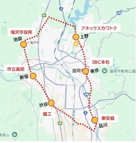 盛岡と東京の大きさを知るシリーズ第一弾
「山手線を盛岡市内に置いてみた」
この輪っかの内外回り3分間隔ぐらいで、1周63分で電車が回ってる。
#盛岡がデカい？　#山手線がデカい？