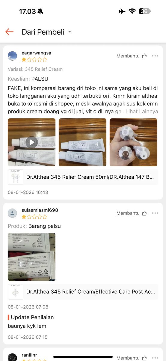 JiraSelling's tweet image. Di shopee itu kalo dr althea under 250k boleh untuk dicurigai.

Ini akun fake dr althea ya!
Harganya ga masuk akal pikiran wkwkw, ini dia bikin seolah-olah toko official padahal KW dan udah banyak yang ketipu.

Please be a smart buyer ya guys!

Link tokonya biar bisa kalian…