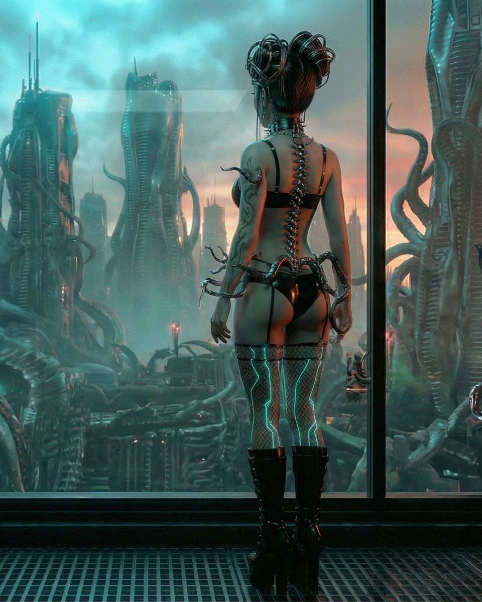 Mirai_retro's tweet photo. Watch on YT: https://t.co/cSDh1G8iTx — what's your fave part?  

#BiomechBlues #IndustrialMetal #GothMetal #Cyberpunk #DarkMusic #HRGigerVibes #AIGeneratedArt #GothAesthetic #CyberpunkCreator https://t.co/StVzz0LALx