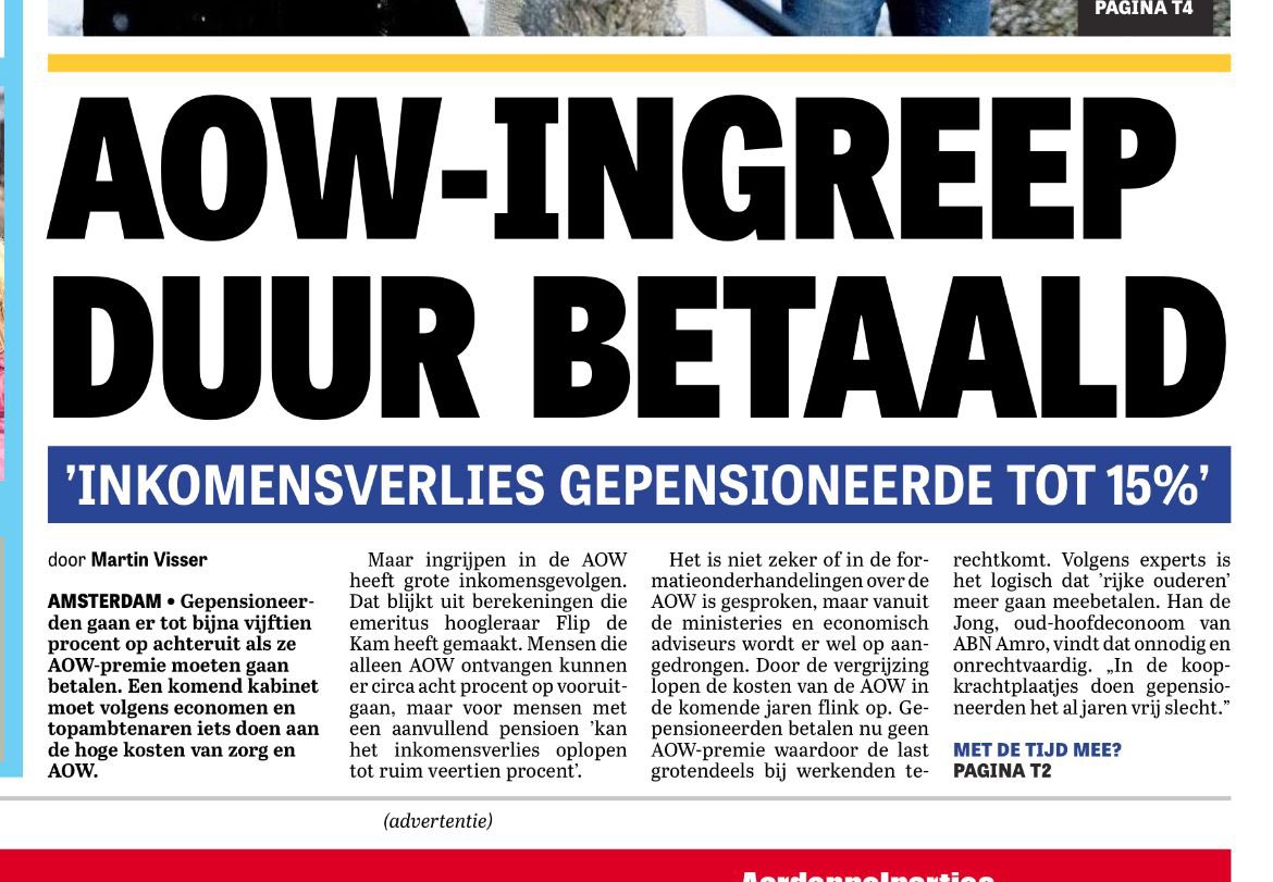 “Topambtenaren” weten het al.

Ouderen pakken!

Niet de miljardenkostende asielopvang en gratis zorg voor mensen die nooit iets hebben bijgedragen, maar de ouderen die hun hele leven premie hebben betaald zijn het probleem!

Niet doen Dilan Yesilgöz !

telegraaf.nl/financieel/aow…