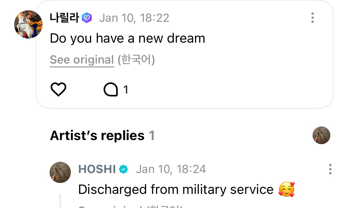 minghaocheoI_'s tweet image. 💎: do you have a new dream
🐯: discharge from the military service 🥰

HOSHI 😭😭😭😭😭😭😭😭😭😭