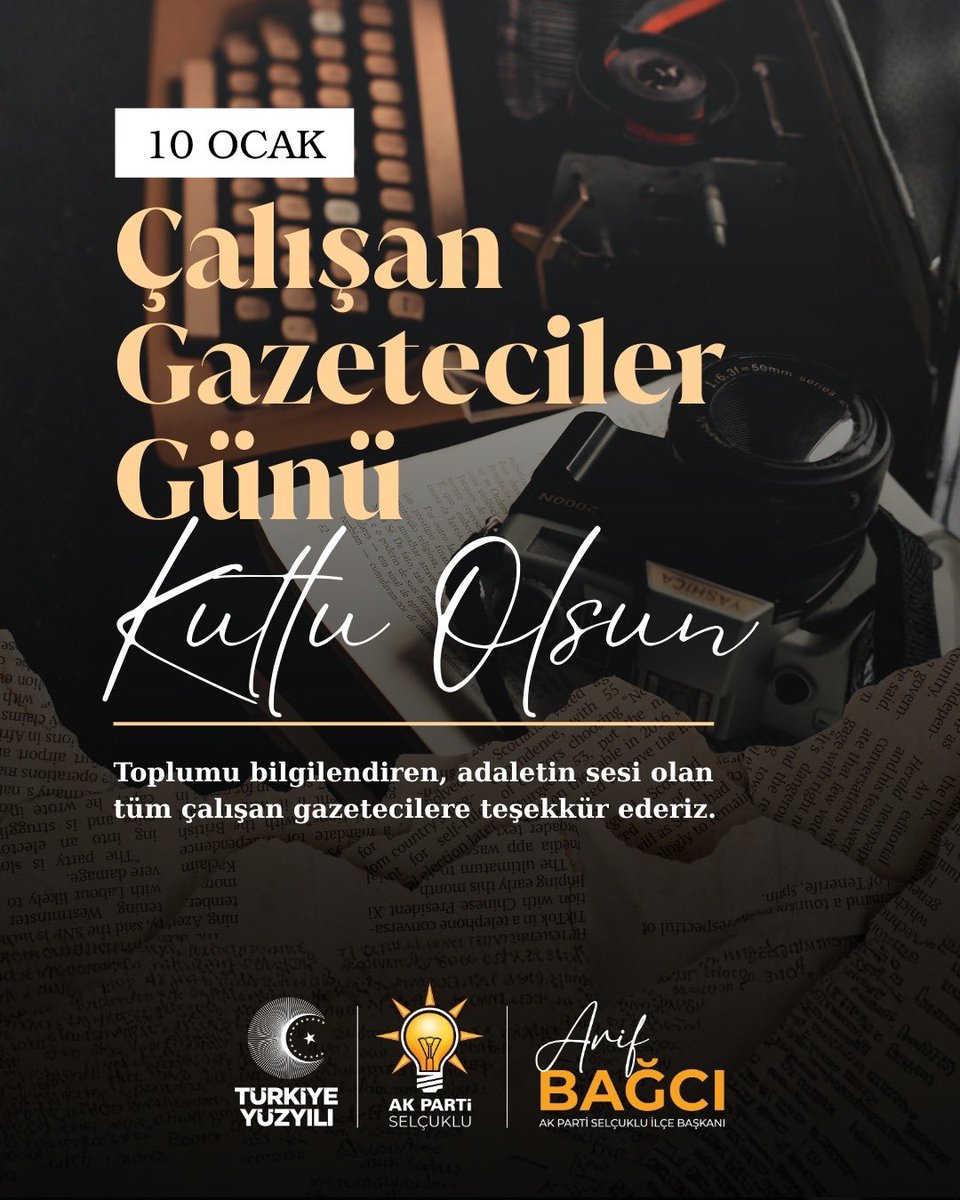 📰 10 Ocak Çalışan Gazeteciler Günü

Toplumu doğru ve tarafsız bilgiyle buluşturan,
hakikatin izinde, adaletin sesi olan tüm çalışan gazetecilerimizin
10 Ocak Çalışan Gazeteciler Günü’nü kutluyoruz.

Zor şartlar altında büyük bir sorumlulukla görev yapan,
kamuoyunun vicdanını ve