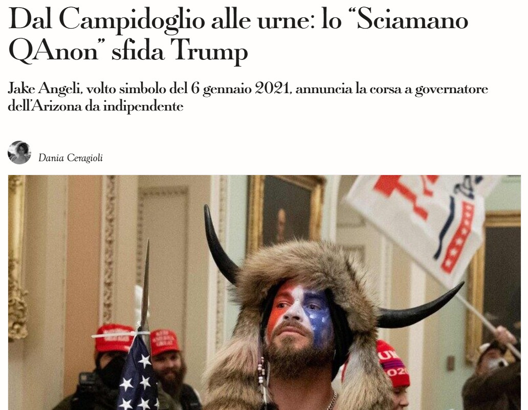 FabGiagnoni's tweet image. Jake Angeli, più noto come lo sciamano di #QAnon, animatore del movimento #MAGA, si candida ora come governatore dell'Arizona in opposizione ai Repubblicani di #Trump.
La base del partito repubblicano si sta sfaldando a causa del caso #Epstein, per questo l'attacco al #Venezuela.