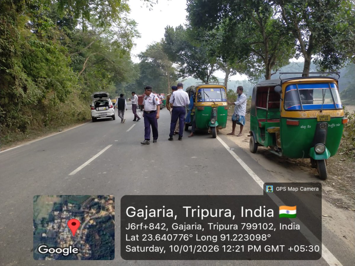 Vehicle checking are actively being conducted by Traffic Unit Bishalgarh within Kalamchowra PS, to ensure safety and compliance with MV Rules &amp; Regulations focusing on maintaining road safety and preventing any potential risks.
<a href="/Tripura_Police/">Tripura Police</a> 
<a href="/tripura_cmo/">CMO Tripura</a> 
<a href="/dm_sepahijala/">DM Sepahijala</a>