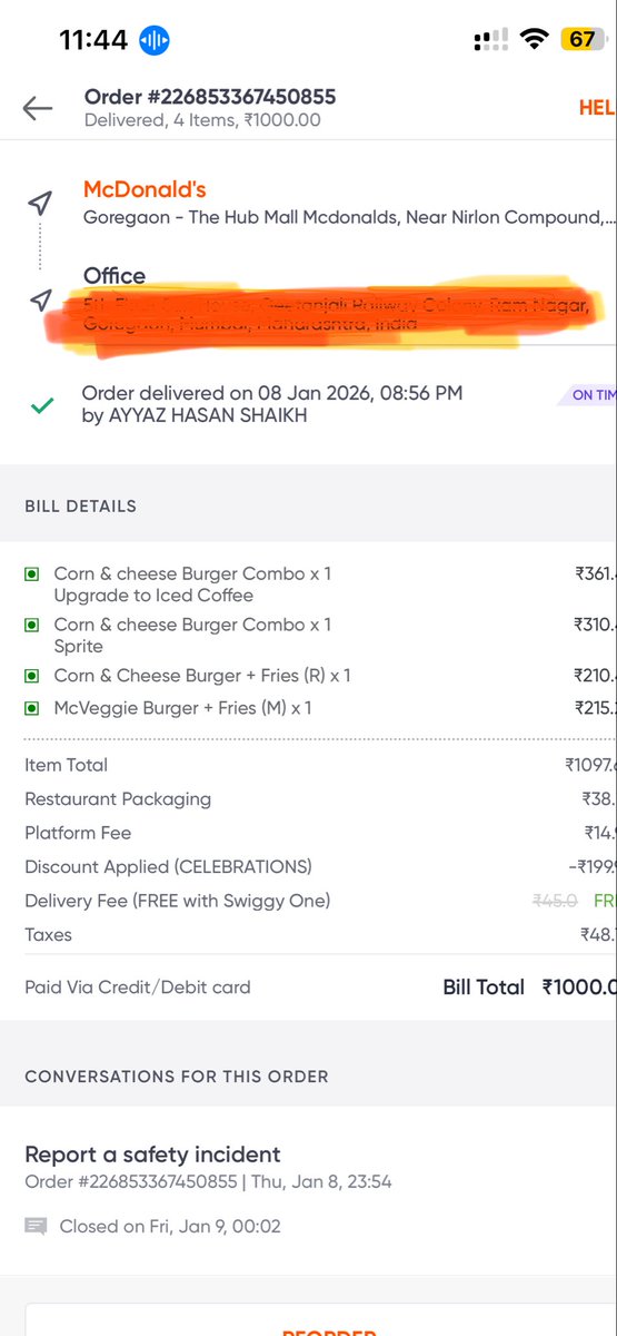 GTejasweeta's tweet photo. 🚨Swiggy's theft alert!🚨
In 4 days, 2 terrible incidents 
1️⃣ MacDonald's food drenched in cold drink 
2️⃣ Undercooked food &amp; rest 75% order missing
Despite evidence &amp; multiple calls, they offered only 40% refund as coupon😡
#swiggy #MacD #swiggycares https://t.co/llBtNvRQ36