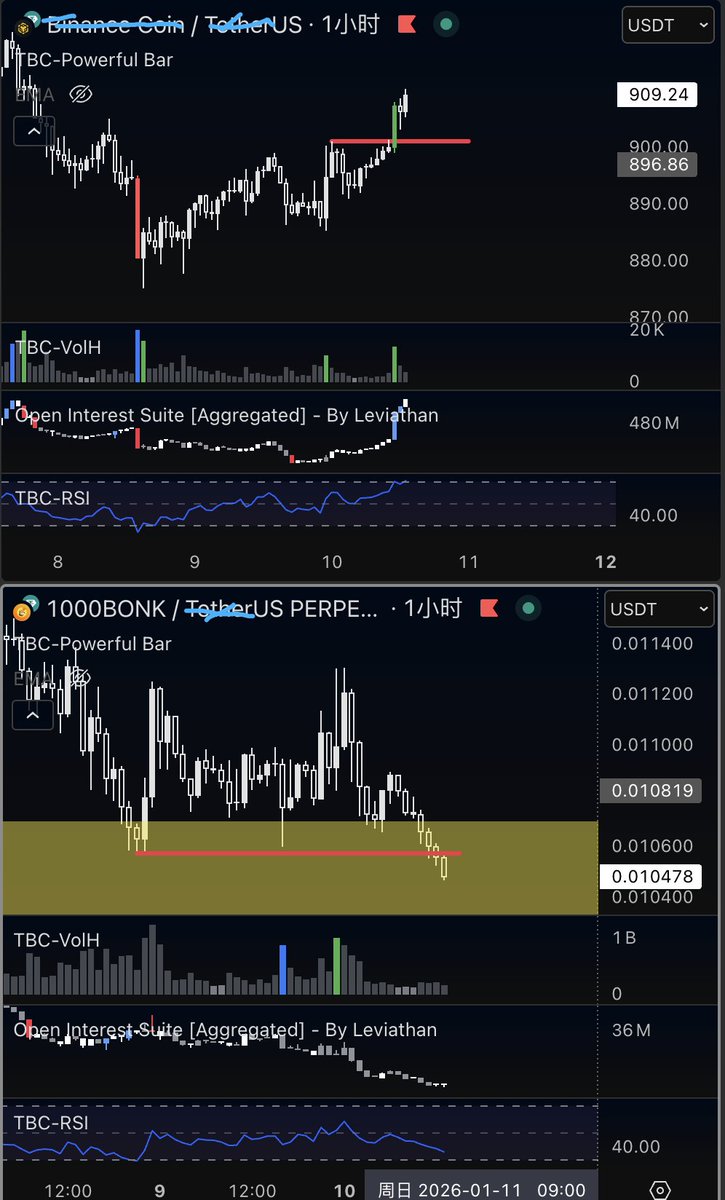 周末bsc可能又有bcs人造牛回的预期了

多了点bnb  空了点bonk

bonk的话高位盘整

且是这波首拉的meme板块

此消彼长

干