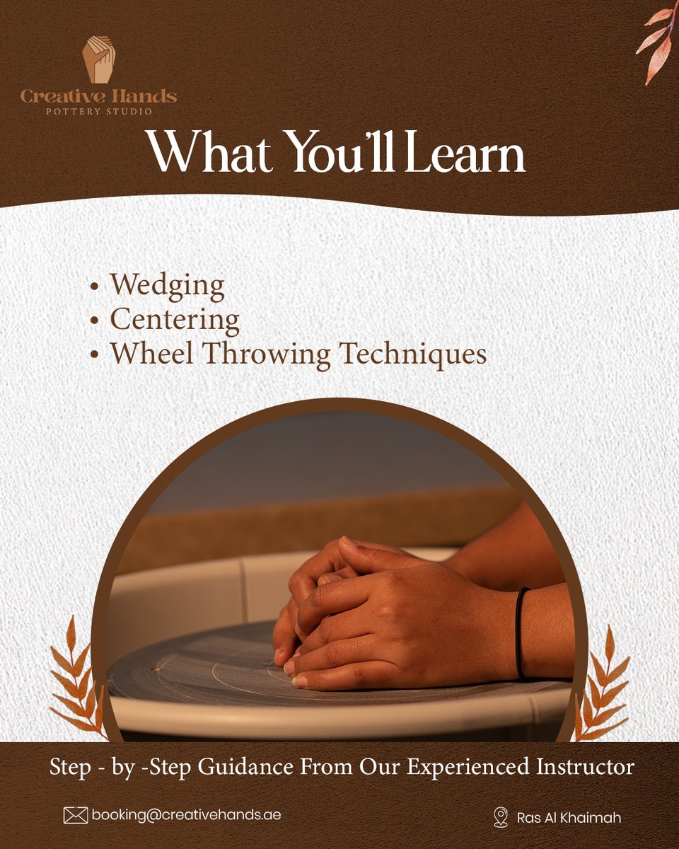 hands_art23005's tweet image. Spin clay, create beauty. 🌀
5-Day beginner pottery workshop in Ras Al Khaimah.
Seats are limited ✨
#WheelThrowing #PotteryLife #RasAlKhaimah