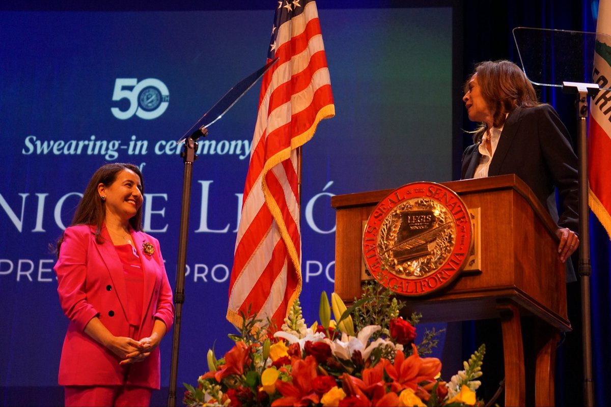 Tonight, amongst family, community and friends, at my former junior high school, I was sworn in as the 50th Senate President pro Tempore by Madam Vice President <a href="/KamalaHarris/">Kamala Harris</a>.