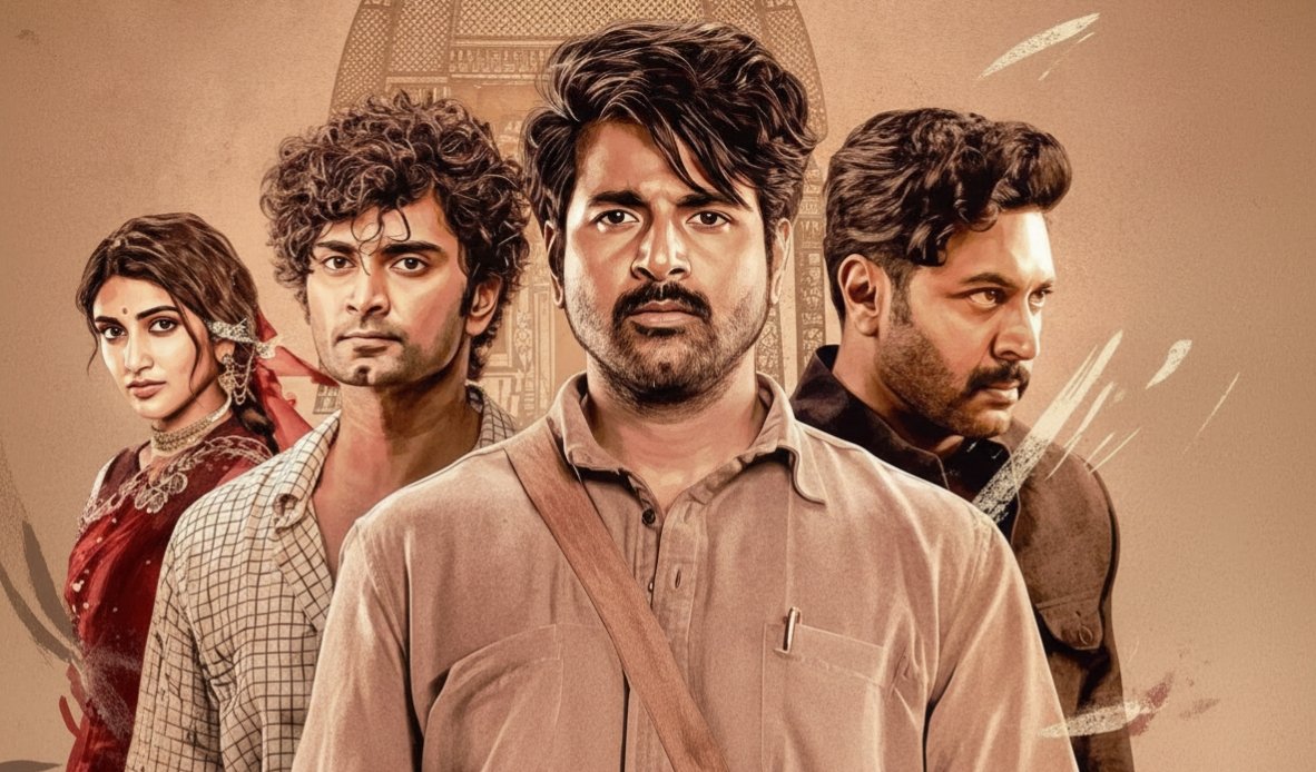Sugumar_Tweetz's tweet photo. #Parasakthi ( 3.75/5 ) Winner 🏆 தீ🔥

Intro, intermission, intense 2nd half, songs, Dailogues and visuals are major plus💯

‣Extraordinary performance by #Sivakarthikeyan 👏 His dialogue delivery and mannerisms are superb👌 A perfect 25th film for him🔥

‣ #RaviMohan as villain 😈 Stylish and terrific 💯 He suited this role perfectly.

‣ #Sreeleela delivered a good performance. She nailed her role as Rathnamala and will remain in our hearts ❤️

‣ #Atharvaa did a neat job 👍

‣ #GVPrakash is the soul of the film. Songs and BGM are 👌🔥💥 A well-deserved 100th film for him.

Some pacing issues but the story demands it 👍
‣ #SudhaKongara once again wins and delivers a quality movie 🎥 

Verdict : Fire🔥தீ🔥