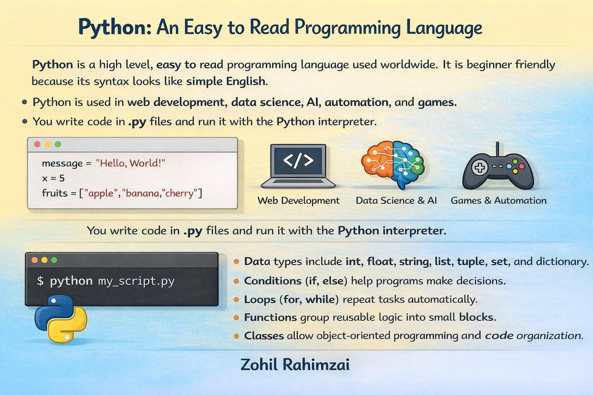 ZohilRahimzai's tweet image. Python Simple Explained:        2026