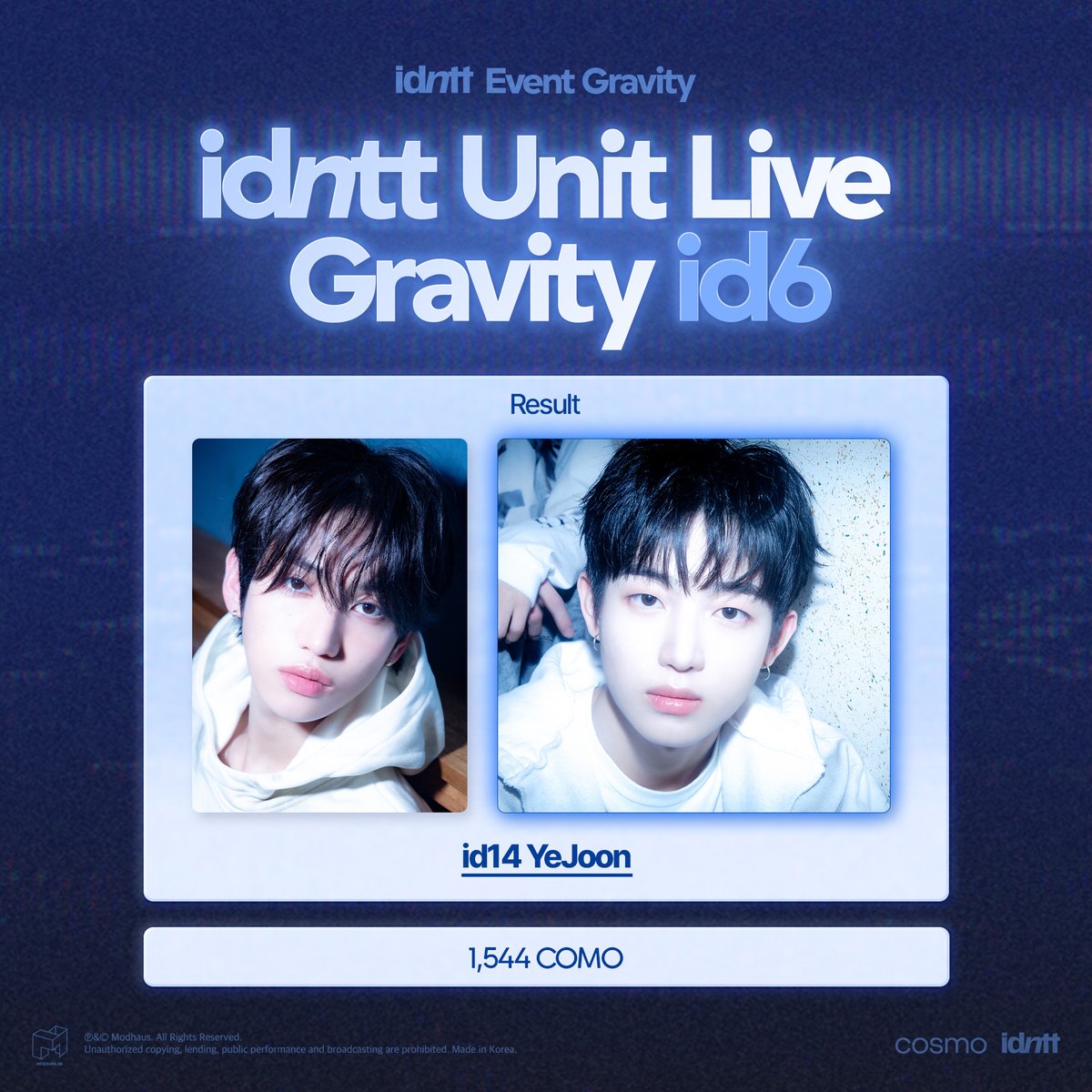 idntt Event Gravity Unit Live Gravity id6 JuHo 결과 안내 id6 JuHo