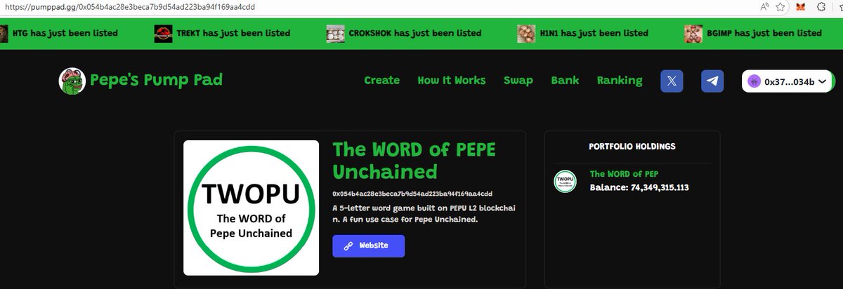 Year of the Frog Brain - Day 345.
Gobbled up another 13.81M TWOPU tokens for our project.  We have 600M of our 1B locked away in ToshLock (see toshtech.xyz/toshboard.html (search for TWOPU) to see our token status page.  This leave another bag of 74M tokens unlocked and still