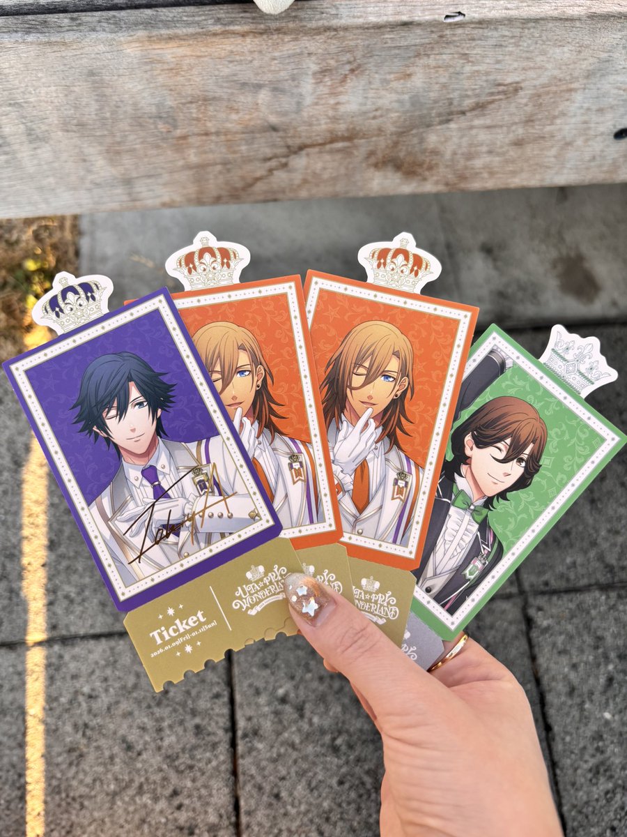 ron_tea_'s tweet photo. 【交換】　うたプリ　ワンダーランド　UTA☆PRI WONDERLAND -15th Anniversary- 物販特典 チケット風カード

譲渡 トキヤ(レア)、翔(レア)、レン×2、嶺二、蘭丸、シオン
求む 那月

会場手渡し交換希望
現在、会場外におります。会場内に戻る際、少々お時間いただきます。
お気軽にお声掛けください https://t.co/aJlU4r00kl