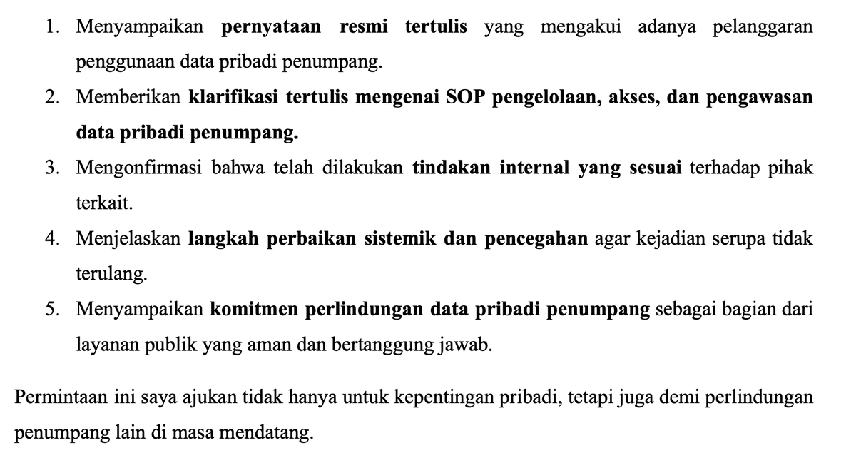 9 Januari 2026, aku sudah ditemui manajemen PT KAI (Persero) dan KAI Services. pertemuan tsb dihadiri Dirut Utama KAI Services, VP Customer Care PT KAI, beserta sejumlah jajaran terkait.

sebelum pertemuan, berikut adalah daftar permintaan pertanggungjawaban yang kuberikan: