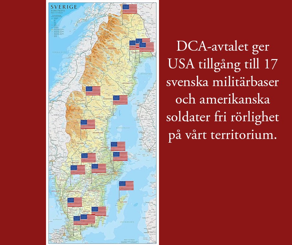 TonyJohansson78's tweet image. DCA-avtalet är en säkerhetsrisk. För oss och för vårt grannland Danmark. Det är orimligt att samma soldater som hotar vårt grannland med krig har fri tillgång till vårt territorium och tillträde till våra hemligaste försvarsanläggningar. Avtalet måste sägas upp.