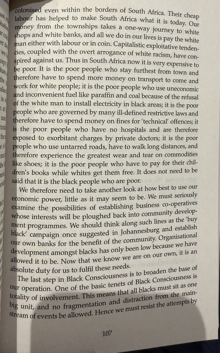 ZungulaVuyo's tweet image. Steve Biko wrote this in 1973. 53 years later, the situation hasn’t changed. The Apartheid system is still intact.