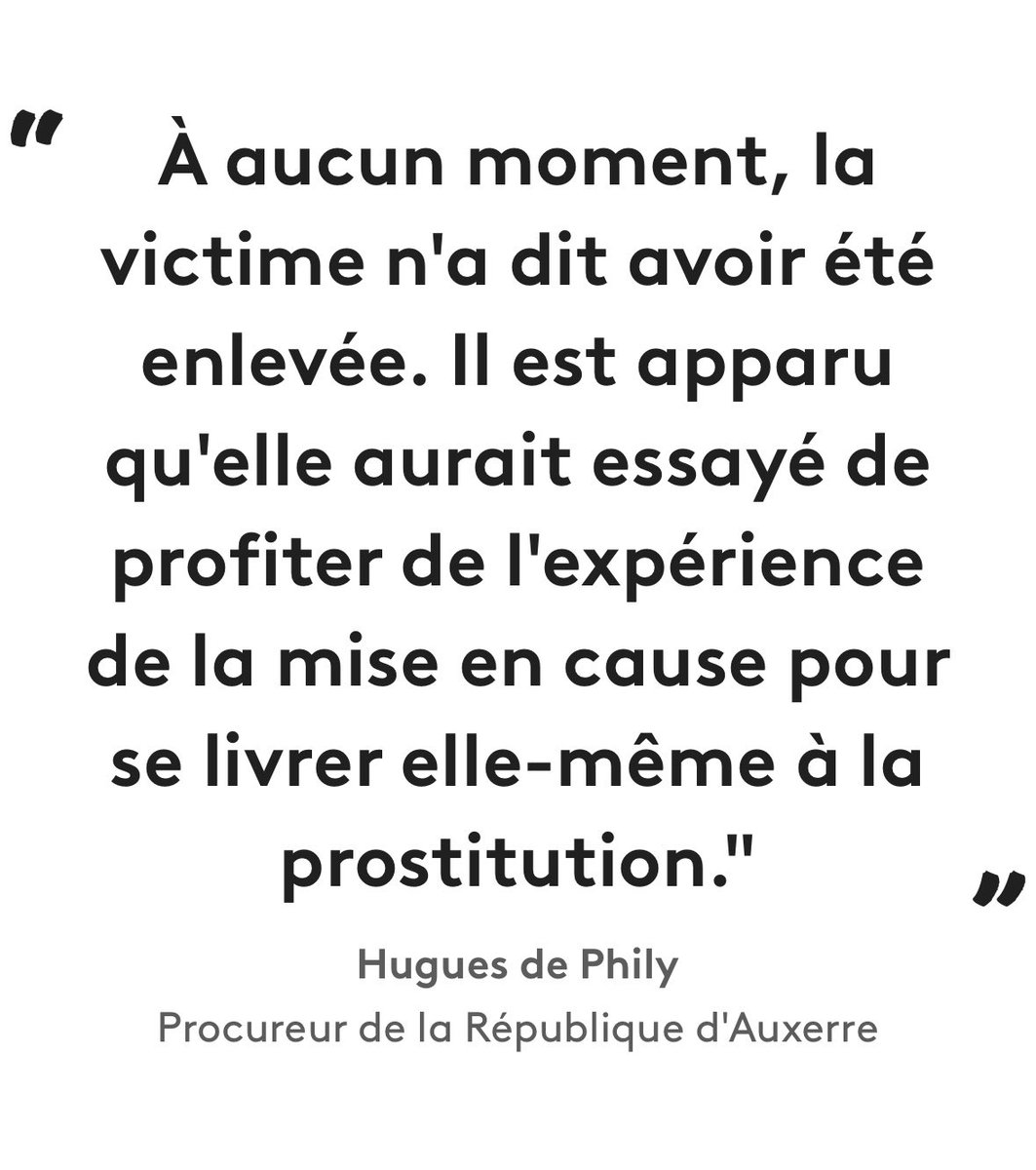 FRANCE INFO

relaie le scandale des réseaux de Pédophilie et l'un de nos procès à Auxerre.

Certains argumentaires du parquet laissent sans voix.

" elle aurait essayé de profiter de l'expérience de la mise en cause pour se livrer elle-même à la prostitution."

14 ans ...