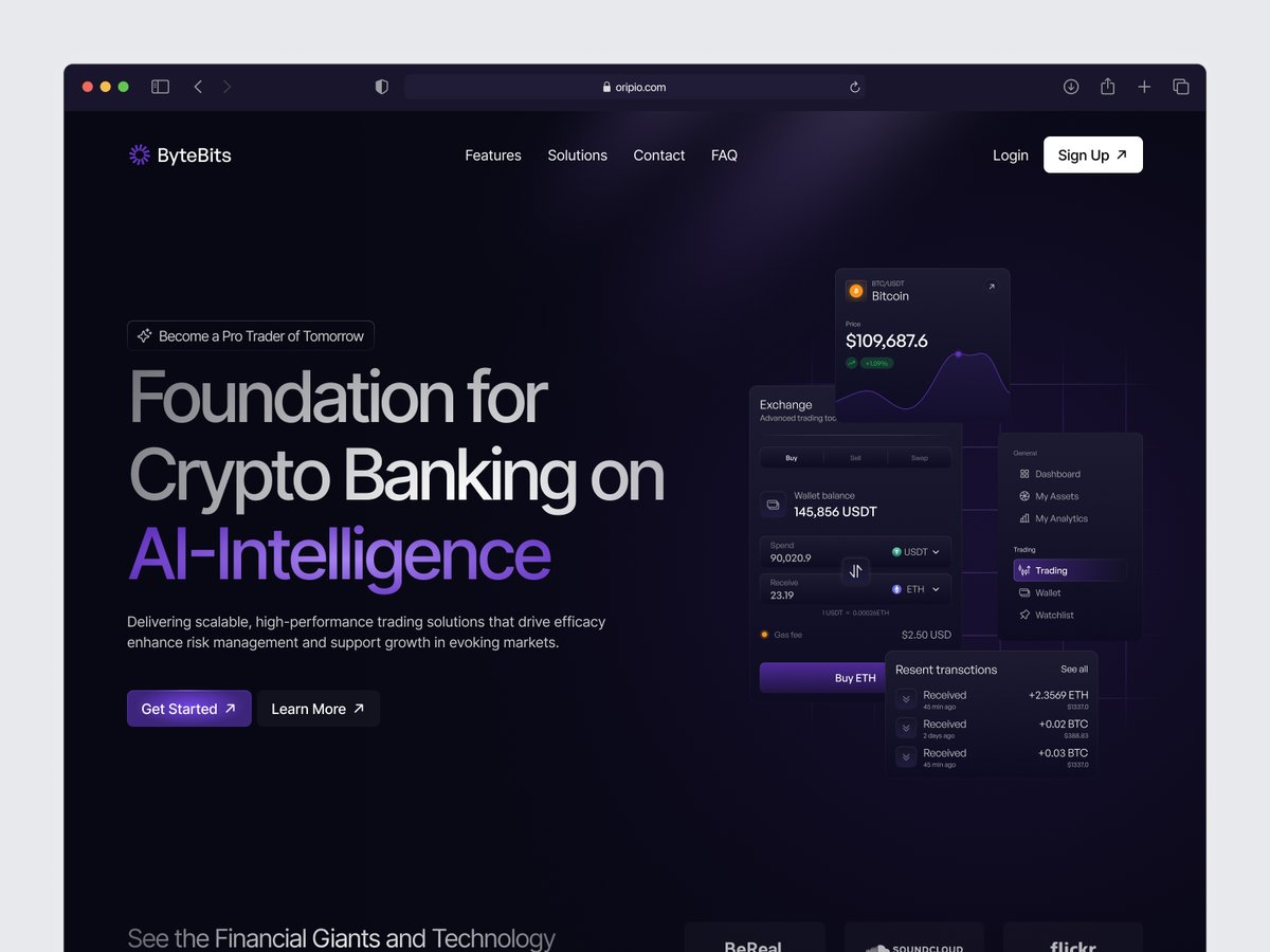 AI-Powered Crypto Banking & Trading SaaS Landing Page