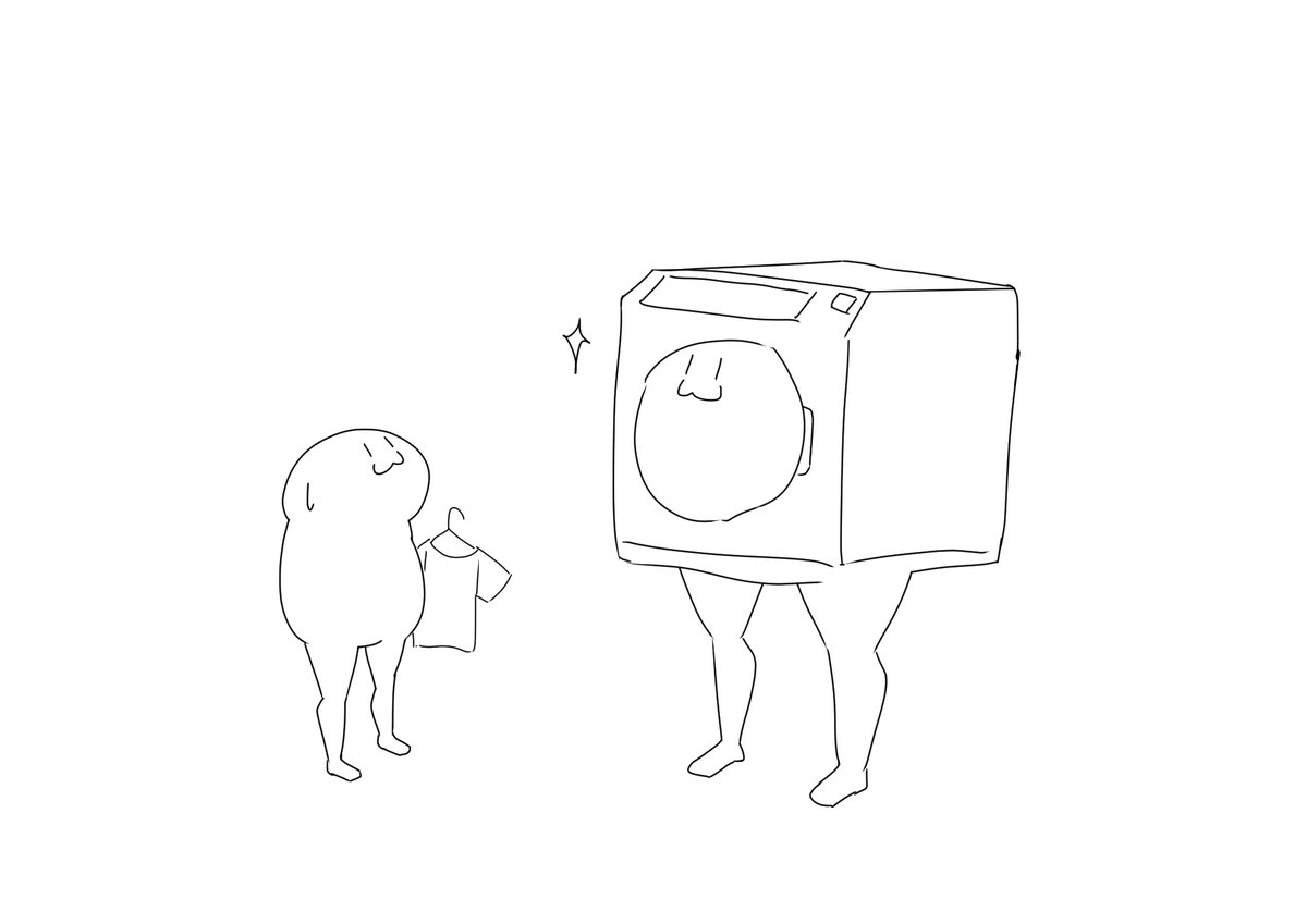 ドラム式洗濯機が届いた人
無可動を湿気から守る。物干しスペースを削って、より巨大な銃を置けるようにする。余計な家事の時間を削ってイラストに集中できる環境を構築する。
…ことが目的。 