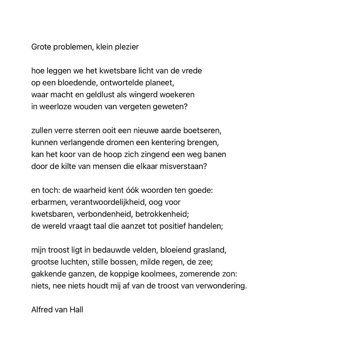 Weekendgedicht. Van groot naar klein.
