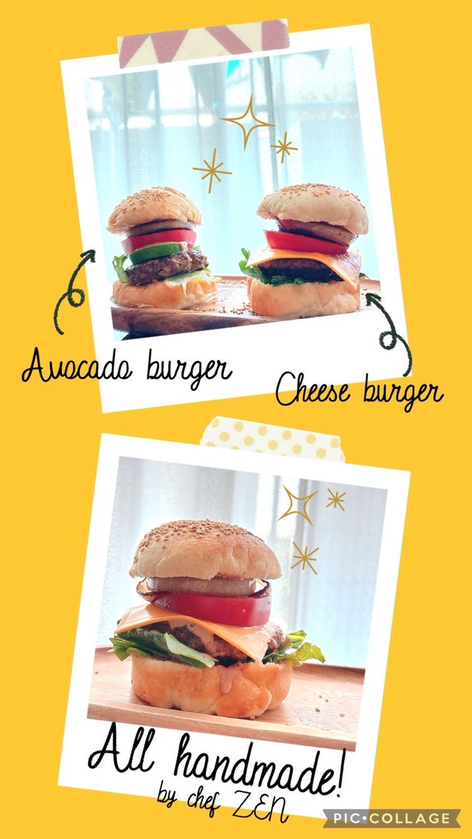 zenimaru_UK's tweet photo. バンズからハンバーガー🍔作ってみた❗️
チーズバーガー＆アボカドバーガー🤘
上手に出来ました‼️

#Homemadelunch
#おうちでランチ
#ハンバーガー https://t.co/sAzBjSzigu