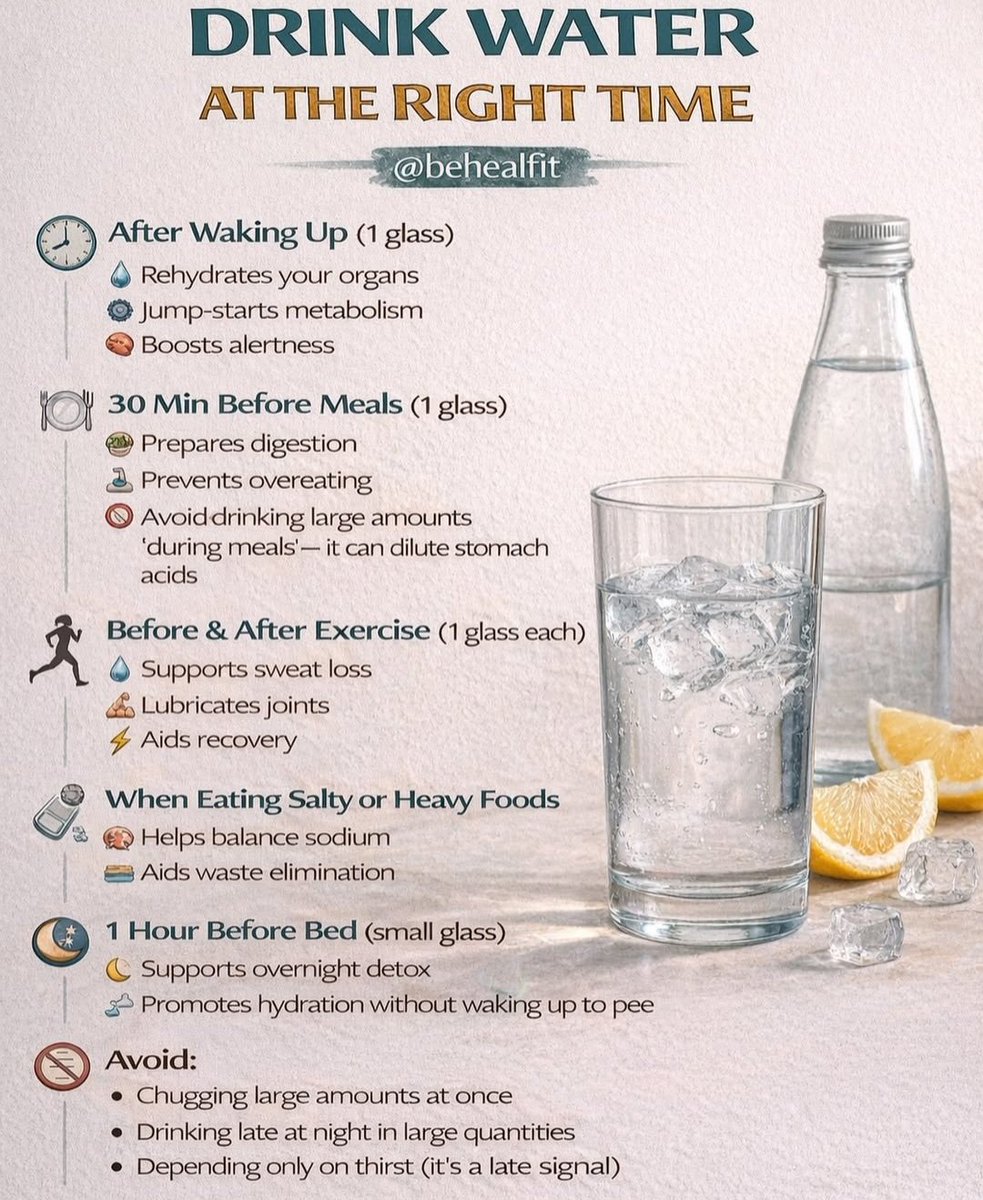 Claritysteps's tweet image. Drink water at the right time ⏲️