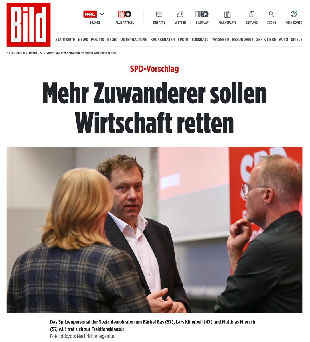 Seit 11 Jahren zerstört "mehr Zuwanderung" unser Sozialsystem, unsere Sicherheit, unseren Wohlstand, unsere Werte &amp; Kultur. Und die SPD will mehr davon - gemeinsam mit der CDU. Retten kann unser Land nur die sofortige Umkehr dieser wahnsinnigen Politik unkontrollierter Migration.