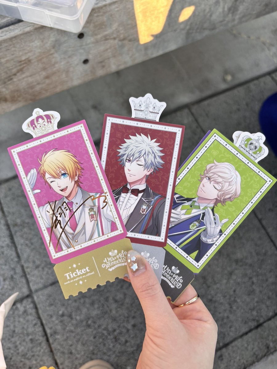 ron_tea_'s tweet photo. 【交換】　うたプリ　ワンダーランド　UTA☆PRI WONDERLAND -15th Anniversary- 物販特典 チケット風カード スペシャル 箔押し

譲渡 トキヤ(レア)、翔(レア)、嶺二、蘭丸、シオン
求む 那月

会場手渡し交換希望
現在、会場外におり、後ほど会場内に戻ります。 https://t.co/WSFPE24F13