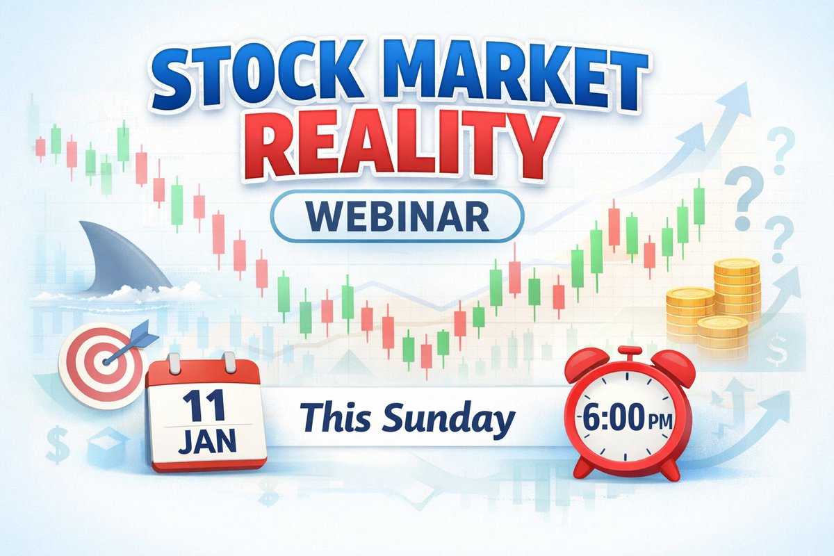 FibTraderR's tweet photo. 🚨 STOCK MARKET REALITY – WEBINAR 🚨

🎯 Webinar on:
• Stock Market Psychology
• Why Technical Analysis Fails Sometimes
• Importance of Risk Management
• The Real Truth of the Stock Market
• How Big Players Trap Us
• How to Be Consistently successful 

⚠️ No fake promises. Only real market truth.

📌 Practical & honest discussion

👉 LIKE & REPOST this post to get the webinar link 🔗🔥#Nifty #FibTraderR 

•This is going to blow your mind