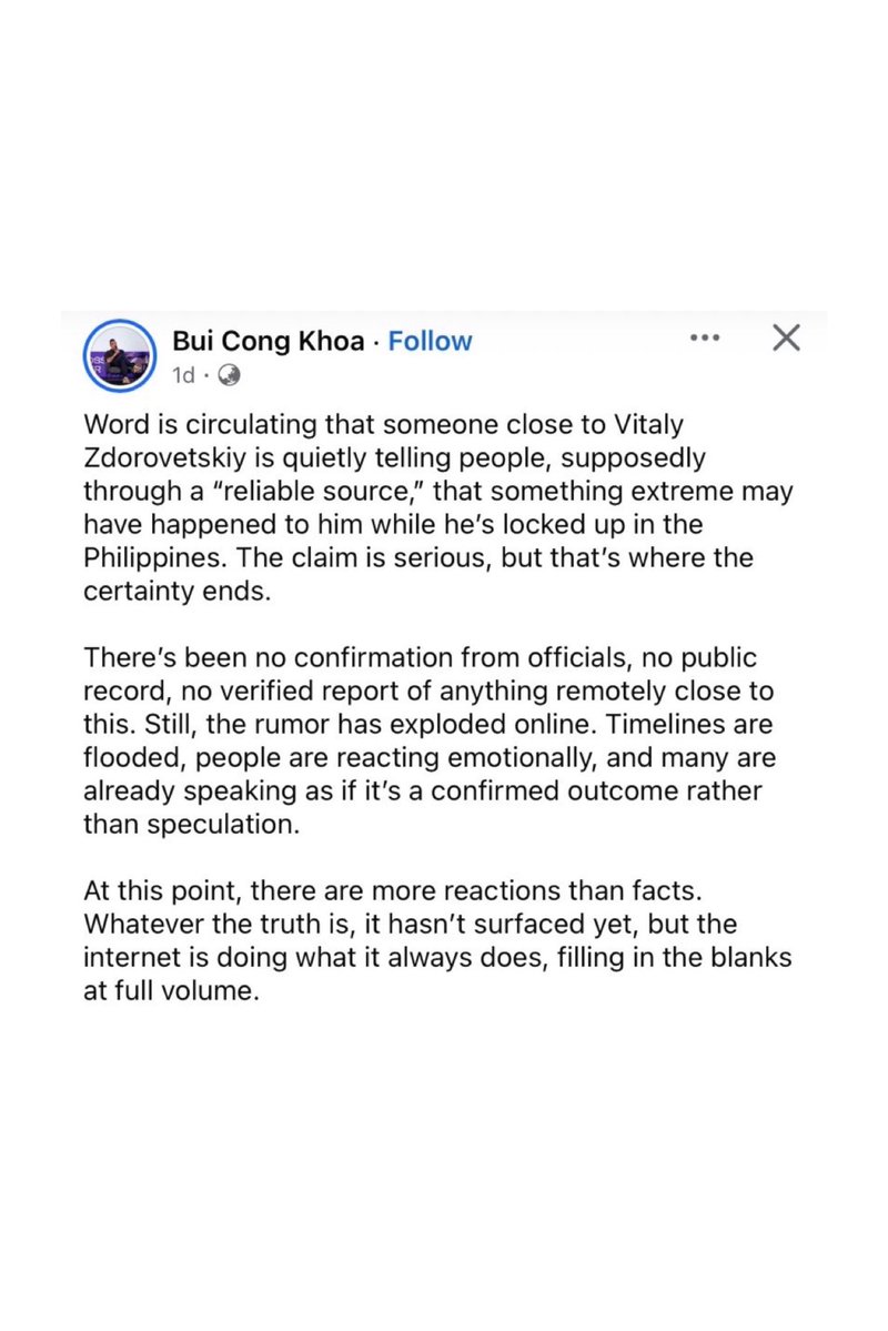 viewsceo's tweet image. It’s alleged by someone close to Vitaly that something “extreme” happened to him while he is facing time in the Philippines 😳