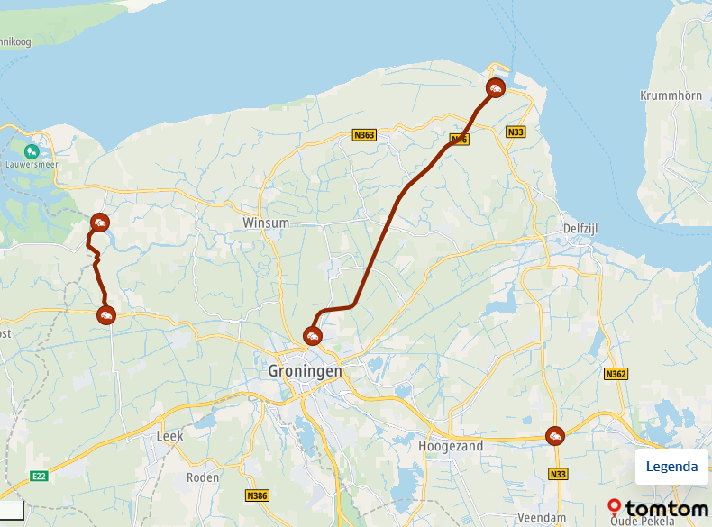 ANWBverkeer's tweet photo. In het noorden van het land geld #codeoranje vanwege de sneeuw. Een aantal N-wegen is dicht. Zoals de #N33 bij Eemshaven, de #N46 en #N388. https://t.co/7iVcyyOUcX