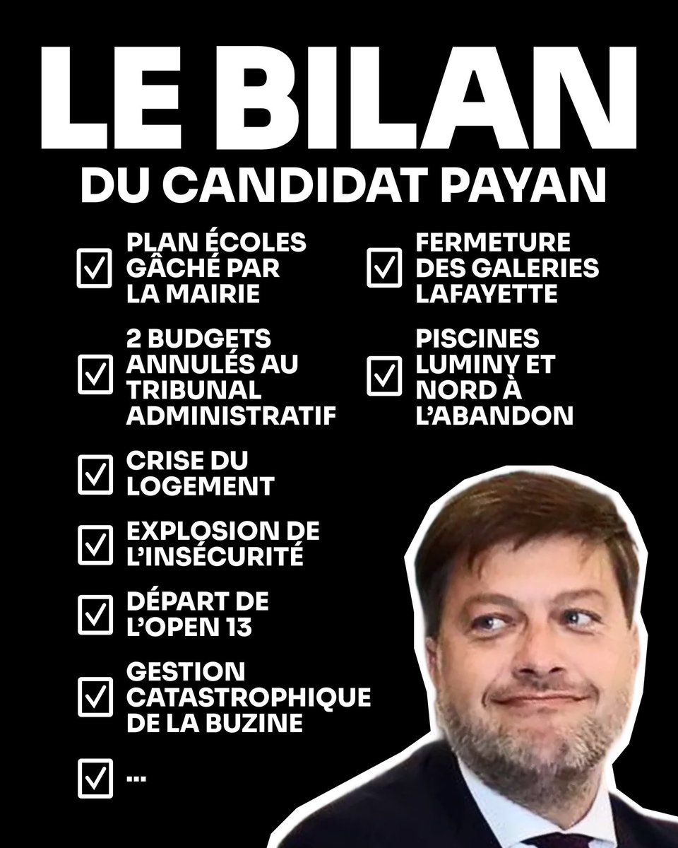 Sur les 4 pages accordées par <a href="/laprovence/">La Provence</a> à <a href="/BenoitPayan/">Benoît Payan</a>, il
n’y avait malheureusement pas assez de place pour parler de tout ce qui a été raté. Un petit aide mémoire sur son bilan calamiteux qui permet d’apprécier la confiance qu’on doit accorder à ses nouvelles promesses.