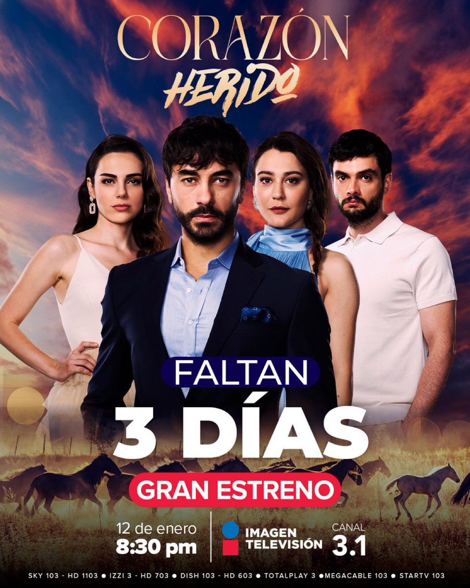 serdar_treshmx's tweet photo. 🔥 El amor, la traición y el destino están por encontrarse.

 Faltan 3 días para el Gran Estreno de #CorazónHerido este lunes 12 de enero  8:30 p.m por el 3.1 de  Imagen Televisión https://t.co/MA4eB7q9eN