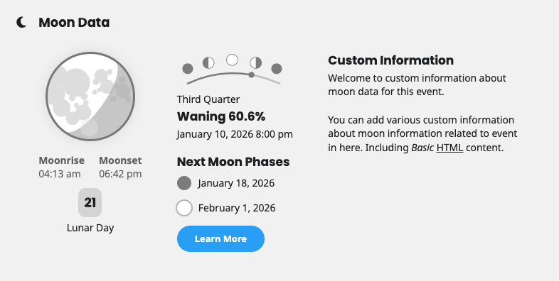 myeventon's tweet photo. 🌘🌕🌒 EventON Moon Data v1.0 -- New update with cool Moon graphics and more!

Link: https://t.co/PsnMMr1svG

Changelog: https://t.co/Qgv3knbOGQ https://t.co/Y7kHhEVKBm