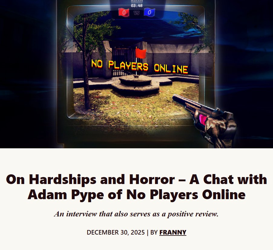 had a conversation with gamesline about no players online, the dmca and a bunch of things ive been dying to talk about in relation to the game's themes and intentions. give it a read!

gamesline.net/on-hardships-a…