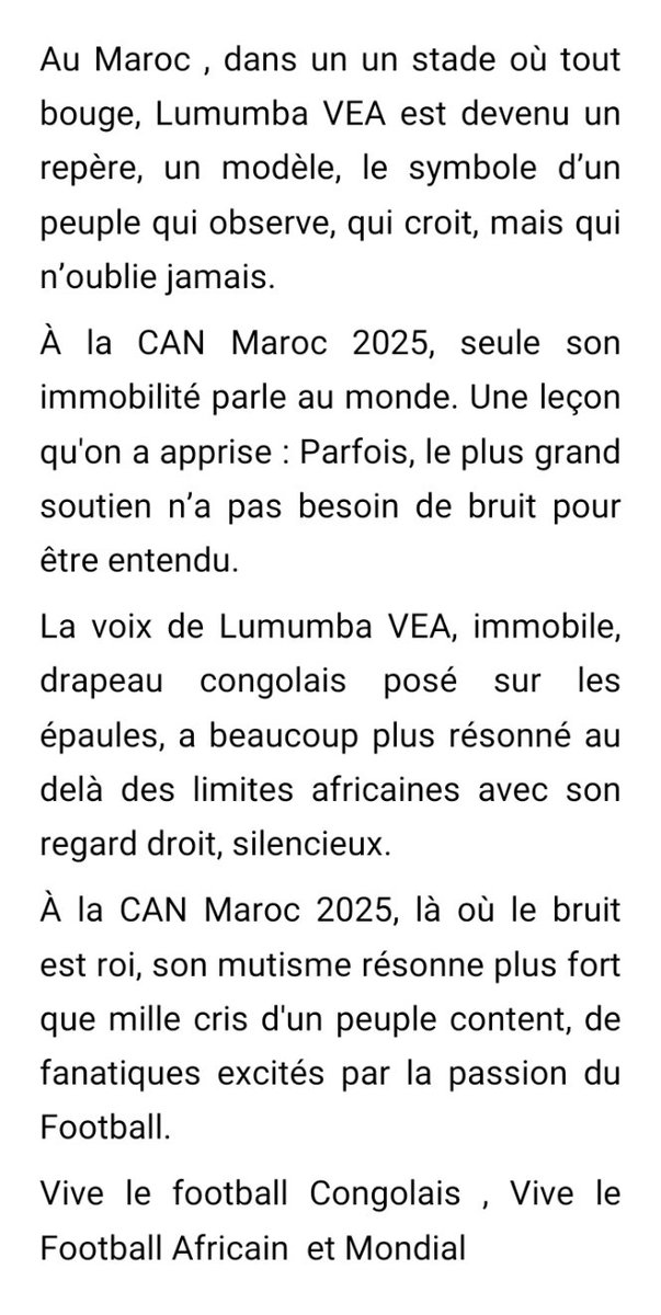 cirhuzacrispin0's tweet photo. @rickgabrielwadi @NehemaF_ @FecofaRdc @DidierBudimbu Pour la Première Fois que la CAN rayonne au rythme de la RDC 
Malgré sa disqualification RDC reste le symbole d'un courage exceptionnel. Michel KUKA rayonne l'image de la RDC au niveau du Monde entier. https://t.co/2ZzETFYTwC