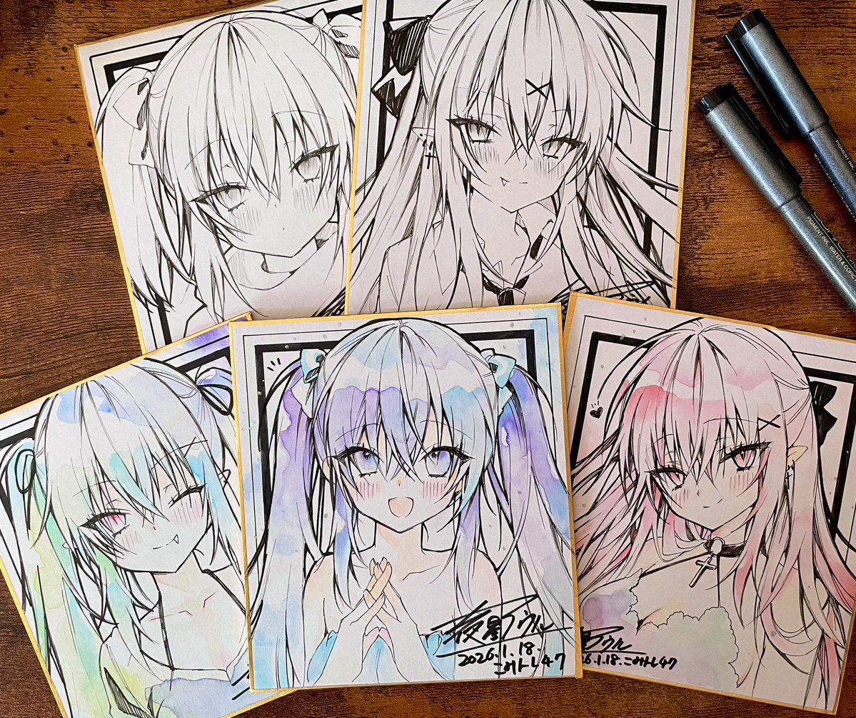 こみトレ用の色紙、進捗✏️
モノクロとカラー両方持っていきます✨

(諸般の事情を鑑みて今後は当選購入者様のお名前必須にします🙇‍♀️ご了承ください🙏🏻) 