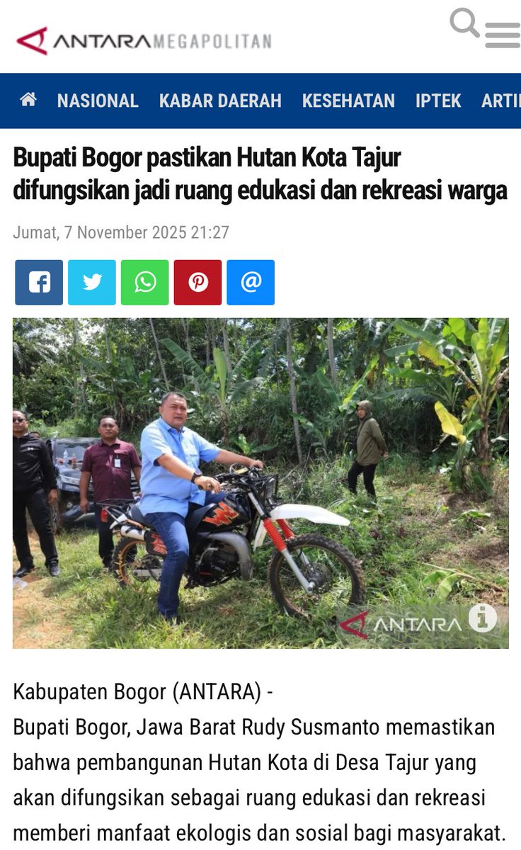 Dari 40 kecamatan di Kabupaten Bogor, baru 4 yaitu Ctr, Cbn, Cmp, dan Cls yang dijadwalkan menjalankan program hutan kota mulai 2026. Niat baik ini patut diapresiasi, tapi tetap perlu dikawal. Setiap kebijakan publik, dari desa hingga daerah, harus masuk radar pengawasan warga.