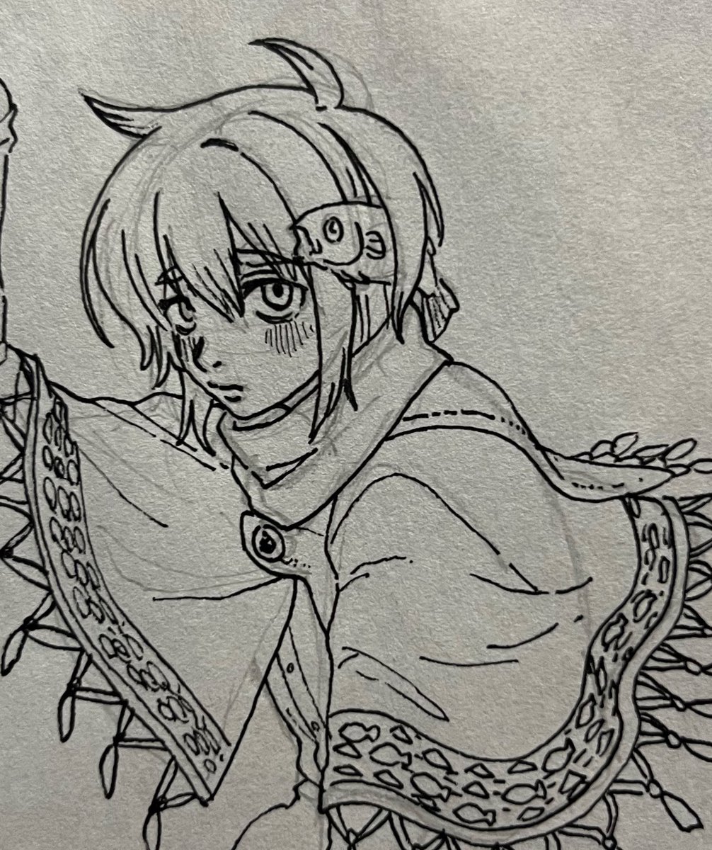 昔の絵をモチーフに落書きしていた(顔だけ...)