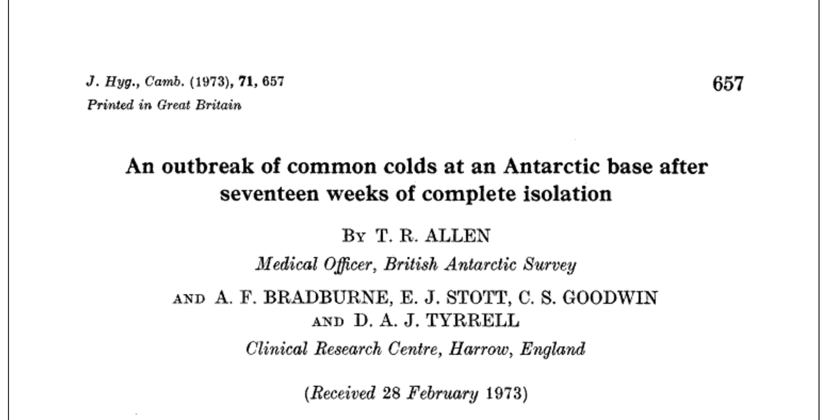 SHomburg's tweet image. Nach 17 Wochen völliger Isolation brach auf der Antarktisstation eine Erkältungswelle aus. Bei wem hat sich die Mannschaft eigentlich angesteckt? Oder schlummerten die Erreger nur und obsiegten nach einer Schwächung der Körper?

Hintergrund: Die Ideologie der „pandemic…