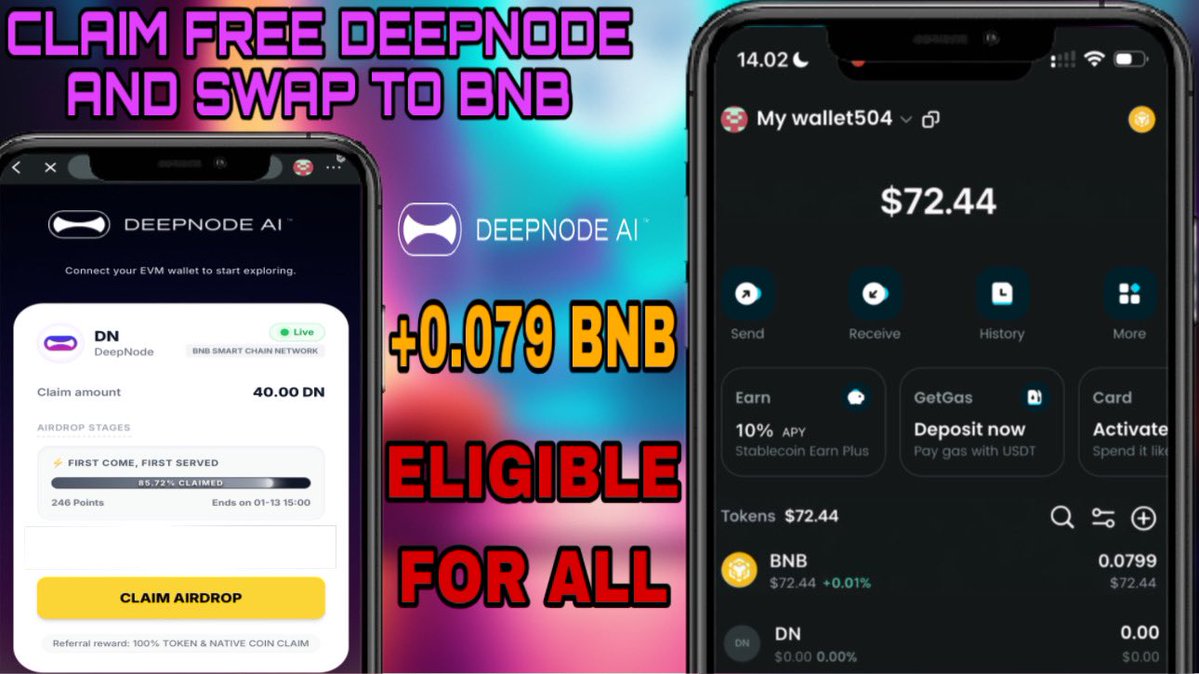 CapybaraBase's tweet image. 🚀INSTANLY AIRDROP
CLAIM AIRDROP FOR ALL USERS✅

🔗 CLAIM LINK: deepnode.quest

1️⃣ Copy Link and paste in your Dapps Browser ( eg. OKX WALLET, BITGET WALLET or Bowser Extension
2️⃣ Connect Your Wallet and Change BNB NETWORK
3️⃣ Claim Your Airdrop
4️⃣Done You receive $DN