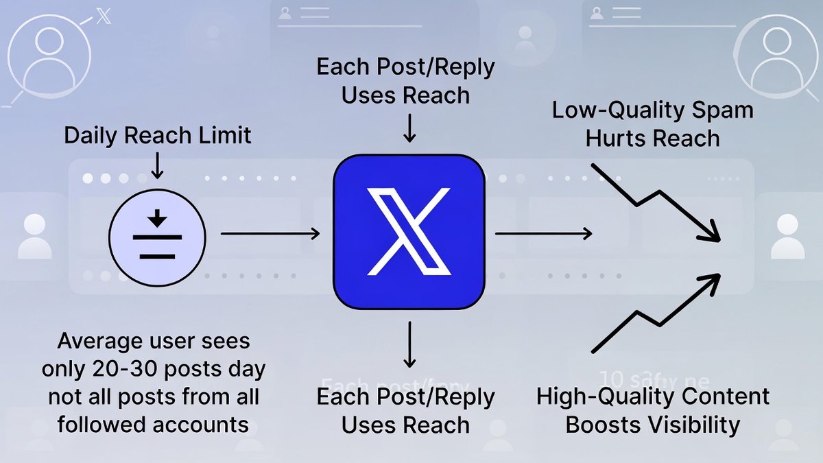 🚨🚨🚨 Very Important, kindly don't ignore

𝕏 एल्गोरिदम कैसे काम करता है?

• एल्गोरिदम हर अकाउंट को रोज़ाना एक सीमित मात्रा में ध्यान (रीच) देता है।

• यह आपकी सारी पोस्ट सभी फॉलोअर्स को नहीं दिखा सकता, क्योंकि एक औसत यूज़र दिन में सिर्फ़ 20–30 पोस्ट ही देखता है।

• आपकी हर