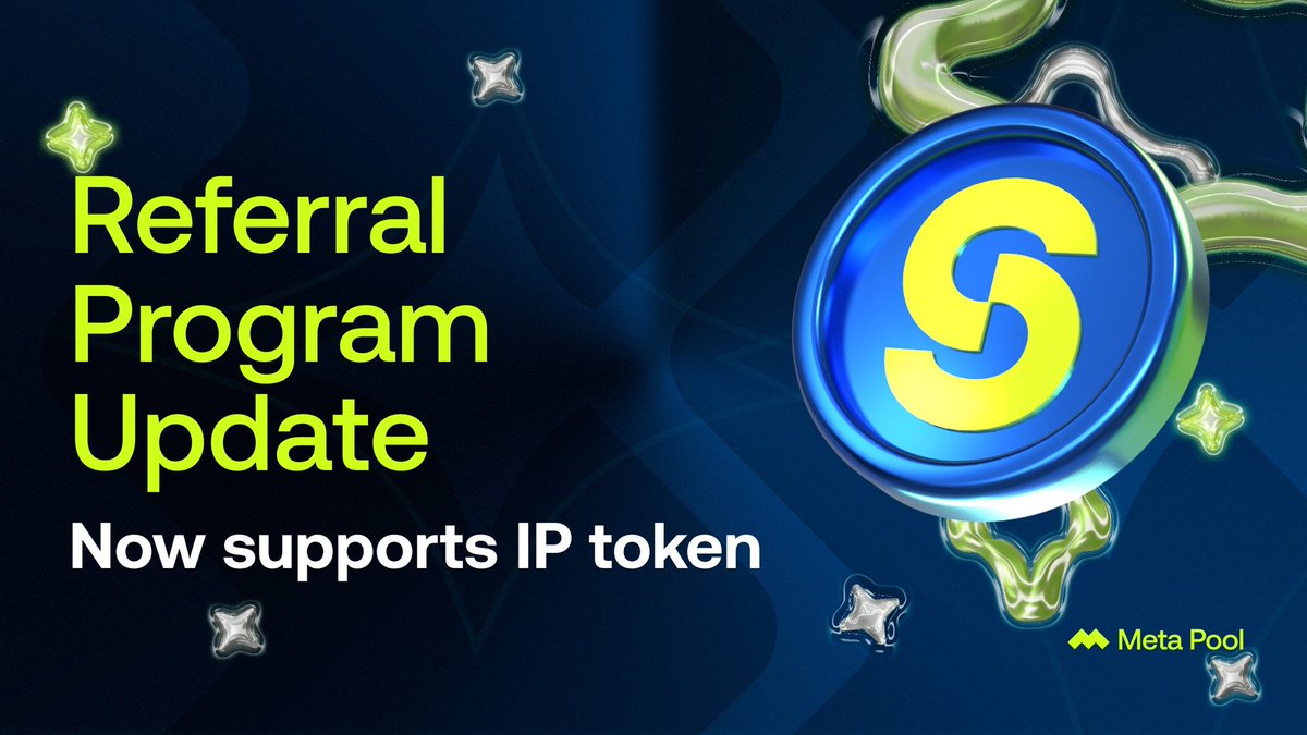 Blesilyns's tweet image. Big news guys! 

#MetaPool Referral Program just got more interesting 

I'm excited to inform you that $IP token is now LIVE in the @meta_pool Referral Program 🎉

This means you can now earn rewards when people stake $IP using your referral link.

💰 How it works

Earn 10 $mpDAO