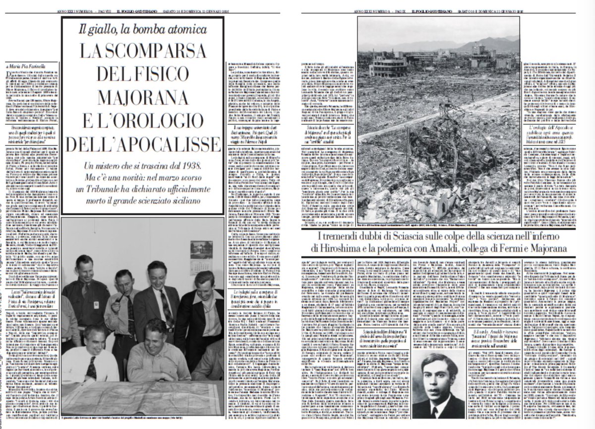 La scomparsa di Majorana e l’orologio dell’Apocalisse. Un mistero che si trascina dal 1938. Nel marzo scorso un Tribunale ha dichiarato ufficialmente morto il grande scienziato siciliano. L'articolo di Maria Pia Farinella è sul Foglio del Weekend edicoladigitale.ilfoglio.it
