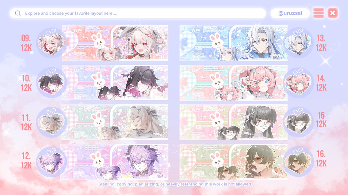 uruzsai's tweet image. Help rt lagi boleh ? Makasih ✨💕

Haloo ~ Koogi ada layout ridi 2D niih (Genshin, HSR, Wuwa, Zzz, Animanga) ~
Price on pict iyaa ✨✨
Bisa di take langsung by DM ✨ 

Lessgooo jajan 💕
#zonauang #zonajajan