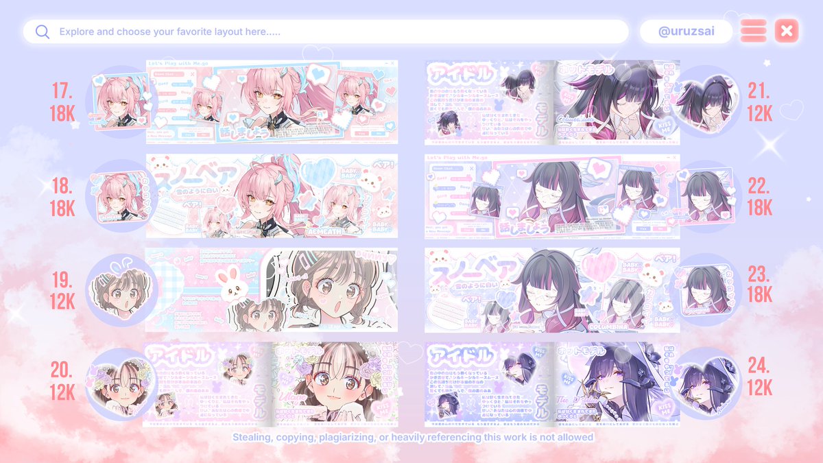 uruzsai's tweet image. Help rt lagi boleh ? Makasih ✨💕

Haloo ~ Koogi ada layout ridi 2D niih (Genshin, HSR, Wuwa, Zzz, Animanga) ~
Price on pict iyaa ✨✨
Bisa di take langsung by DM ✨ 

Lessgooo jajan 💕
#zonauang #zonajajan