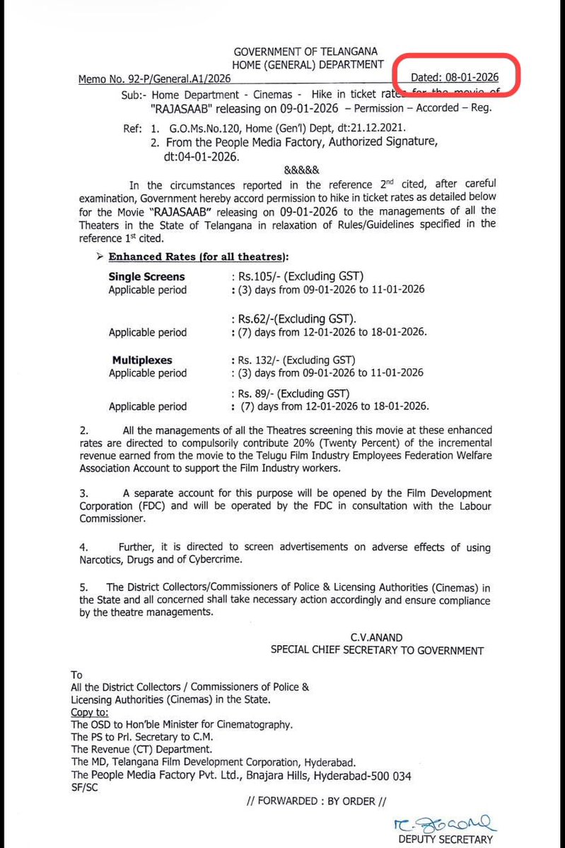 కావాలనే ప్రభాస్‌ను టార్గెట్ చేశారా!

ఒకే రోజు రెండు సినిమాల మెమోలు తయారు చేసినా, ప్రభాస్ సినిమా మెమోను చివరి వరకూ ఆపి విడుదల

చిరంజీవి సినిమాకి 8వ తేదీన తయారు చేసిన మెమో ఈరోజు 10 వరకు ఆపి విడుదల

చిరంజీవి సినిమా మెమో విడుదల కాకపోవడం వల్ల అప్పటికే విడుదలైన ప్రభాస్ సినిమా జీవోపై