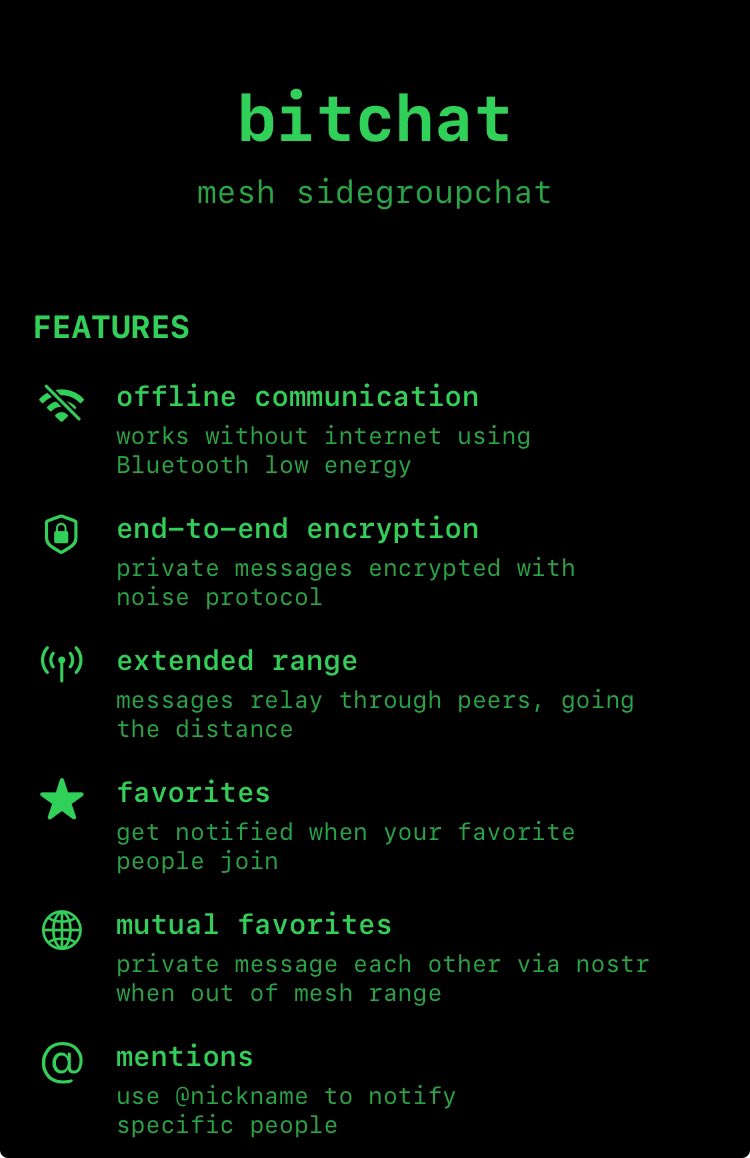 BitchatMe_'s tweet image. Bitchatters, stay one step ahead by having bitchat APK file downloaded on your Android device. If there’s a sudden internet outage, this will allow you share the app instantly with nearby andriod users who don’t have it yet.

APK file download link below👇