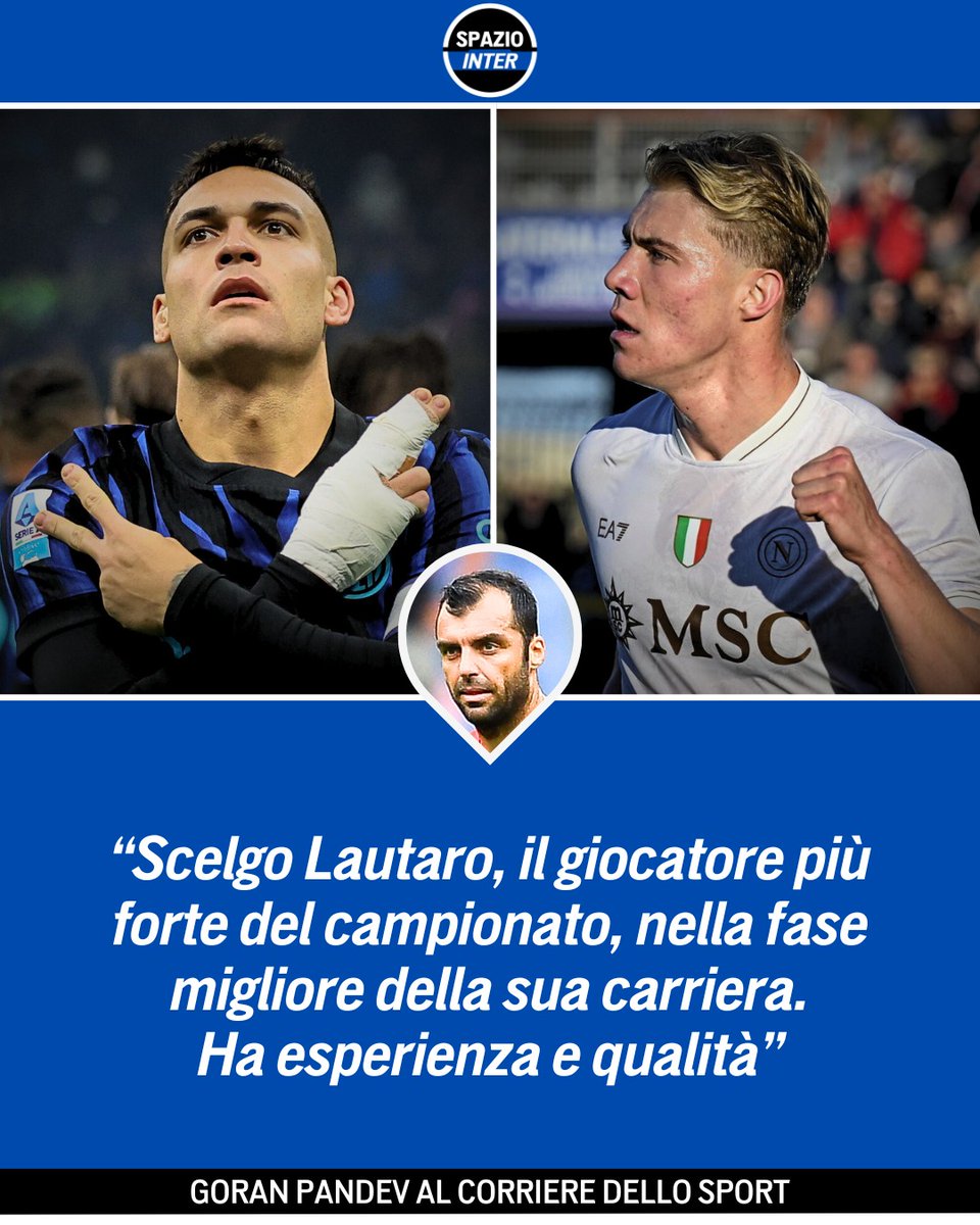 SpazioInter's tweet photo. Goran Pandev, doppio ex di Inter e Napoli, ha rilasciato un'intervista al Corriere alla vigilia della sfida Scudetto 🗣

Il macedone ha detto la sua sulla differenza tra Simone Inzaghi e Cristian Chivu 👀

Poi fa la sua scelta tra Lautaro e Rasmus 🔝

#Pandev #InterNapoli https://t.co/Okusrcfi5Q